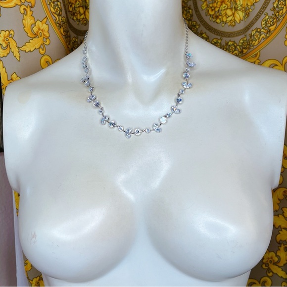 18k white gold filled CZ diamond 16” to 19” necklace adjustable pear round cut - Picture 4 of 4